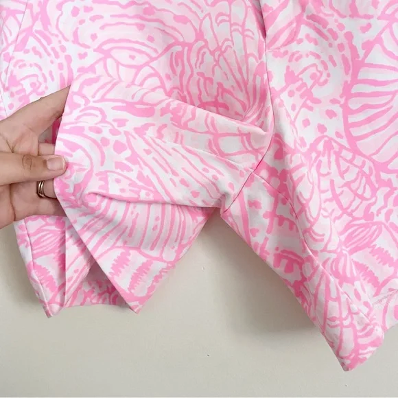 Lilly Pulitzer Jayne Knit Shorts Pelican Pink Sea Cups Print 7” Inseam Size 14 - Picture 6 of 11